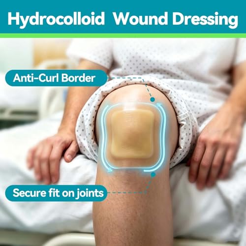 Image of Dimora 4 inch x 4 inch Hydrocolloid Dressing Tapered Edges for Wound Care, 10 Pcs Large Hydrocolloid Bandages for Burn, Blister, First Aid Kit Essential Wound Dressing