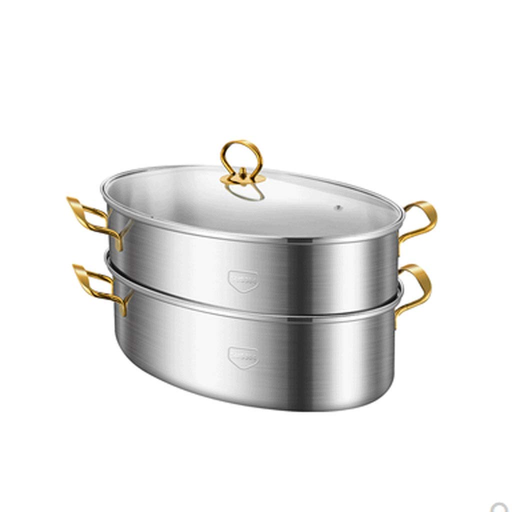SaryEdge 38 CmStainless Steel Layer Thick Steamer Pot Soup Steam Universal Cooking Pots for Induction Cooker Gas Stove,