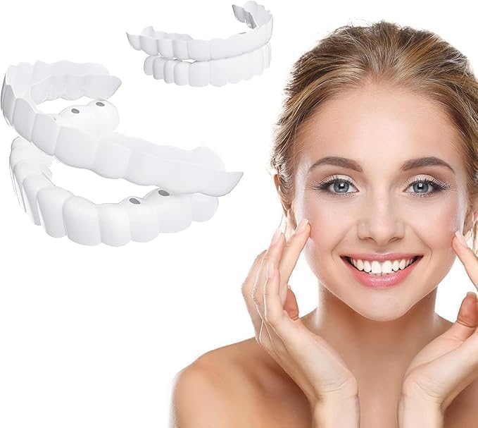 Snap-On Instant Perfect Smile Veneers Comfortable Flex Fit Dentures for Top & Bottom Teeth White Tooth Cosmetic Cover Comfort Fit Flex Dentures for White Neat Smile (pack of 1)-image-5