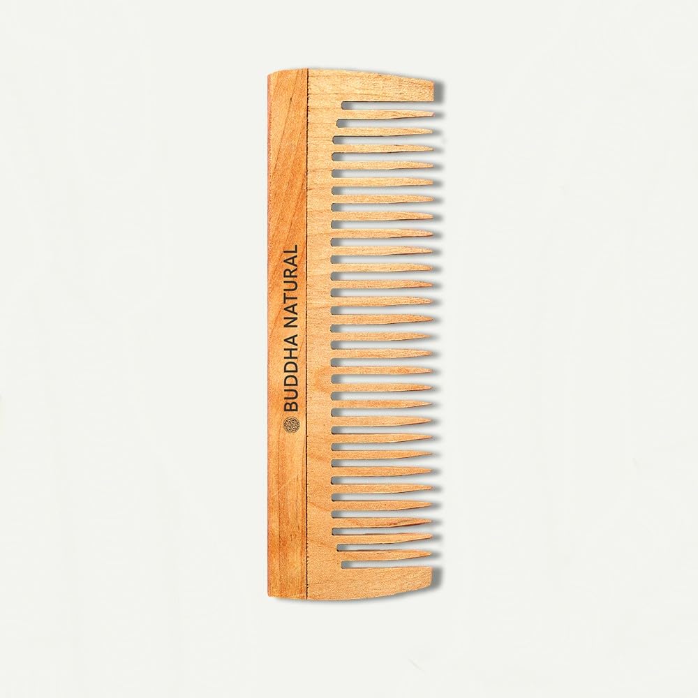 Buddha Natural Baby Neem Comb Wide Tooth - Baby Neem Kacchi Comb for Dry, Curly Hairs-picture-18