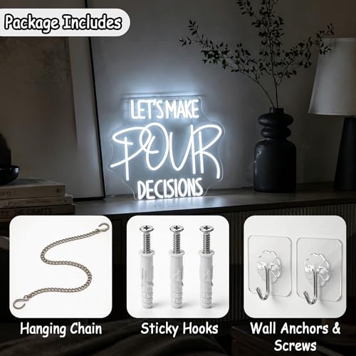 Image of White Neon Sign Led Neon Lights Signs for Wall Decor USB Powered Led Signs for Room Decoration-Let's Make Pour Decisions