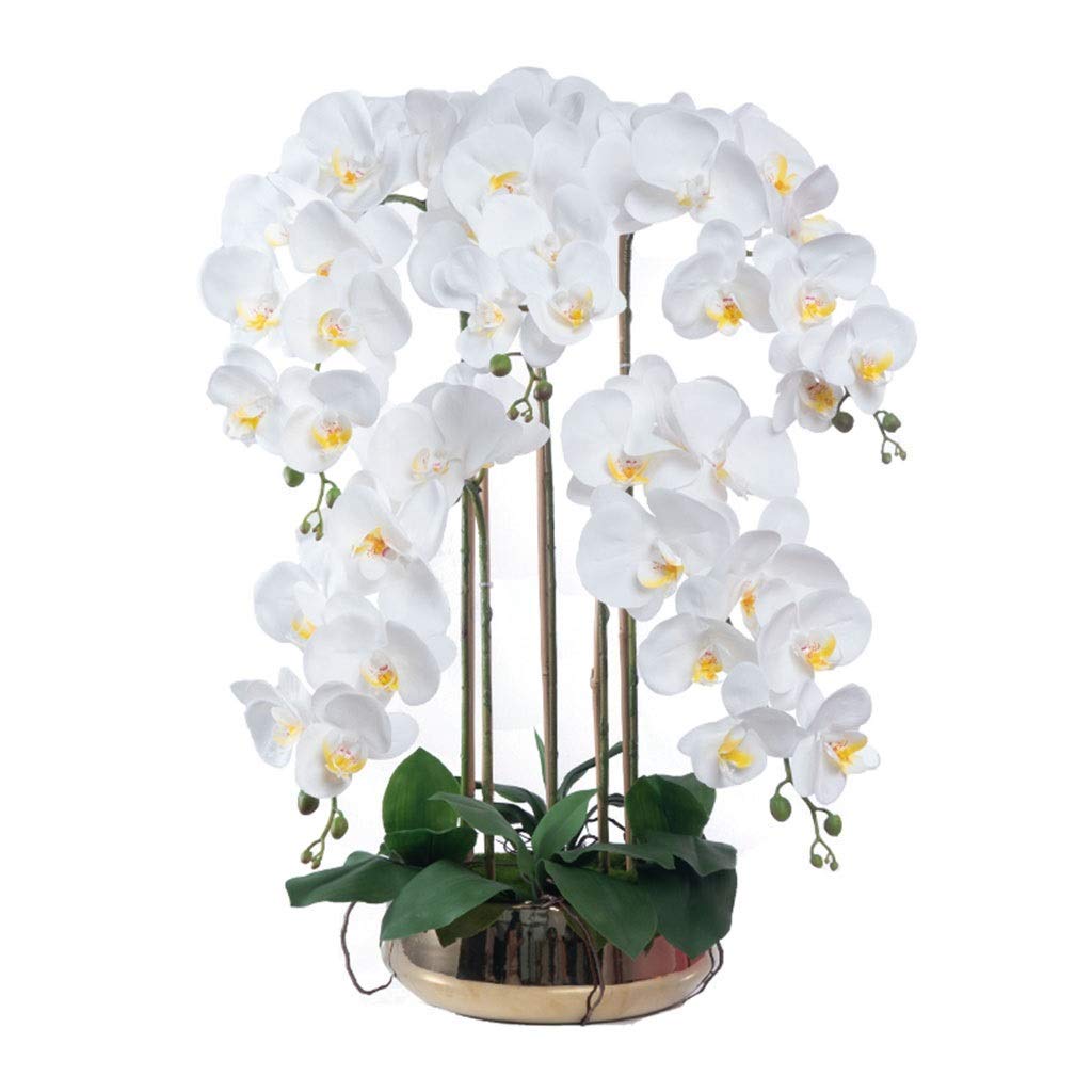 IUokLU Artificial Flower In Pot Artificial Phalaenopsis Flowers Furnishing With Potted Plants Real Touch Butterfly Orchid Set For Home Decorationent