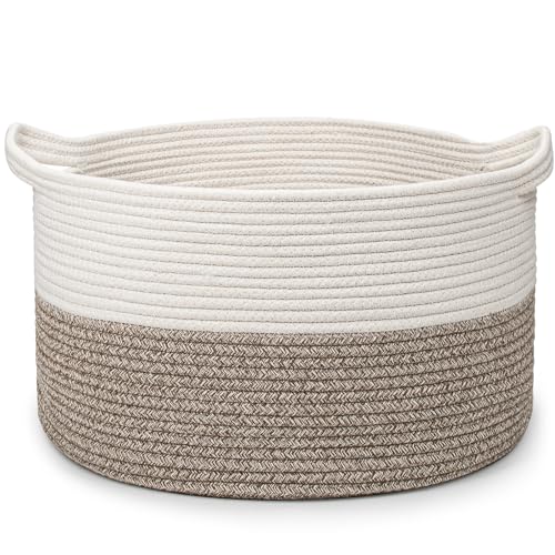 Virklyee Baumwolle Seil Korb Wäschekorb Geflochten 32L Wäschekorb für Decken Φ40 x H25 Vielseitiger Aufbewahrungskorb Faltbare Wäschesammler mit...