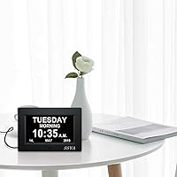 Vista 5 de SSYA Reloj con calendario de 7 pulgadas, 12 opciones de alarma, pantalla regulable automática de nivel 5, reloj digital de visión deteriorada
