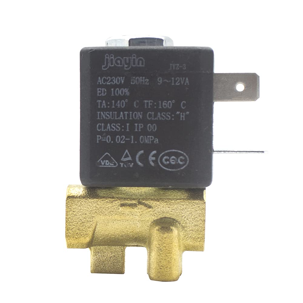 ZXGRfdefa Solenoid valve, Normally Closed 2/2 Way 3mm Direct-Acting Internal Thread AC 230V G1/8" Brass Steam Air Water Electric