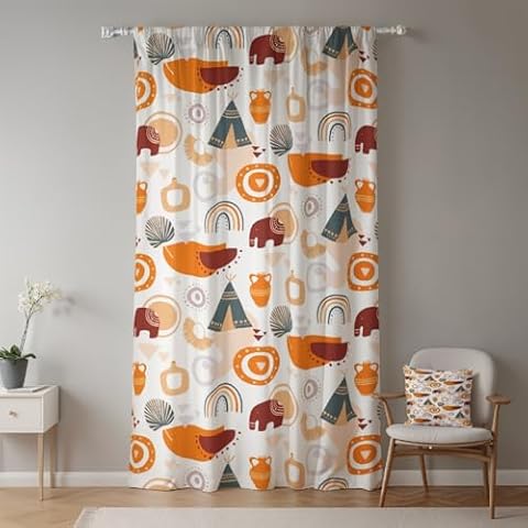 ggaimwf Boho Nursery Elephant Curtains 135x229cm Cover