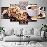 REFGJ5 Pieza Cuadro En Lienzo Impresión Enpan De Café Fragante Lienzo Picture Artworks Arte Pared Habitación Dormitorio Moderno Decorativo