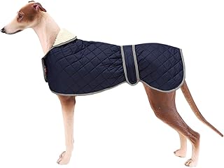 Geyecete - Windhund Warmer wintermantel, Hundemantel mit Dickes Steppfutter, verstellbaren Outdoor Hundejacke mit Geschirr Loch für mittel große Windhunde Whippet Lurcher Saluki -Blau-XS product image
