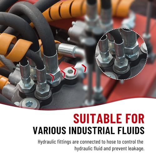 Image of 12 Pack 3 /8 inch Hydraulic Hose Fittings, 3 /8 inch I.D. Hose x 1 /2 inch JIC 37 Female with Protection Cover Hydraulic Hose End Swivel Crimp Fitting Kits