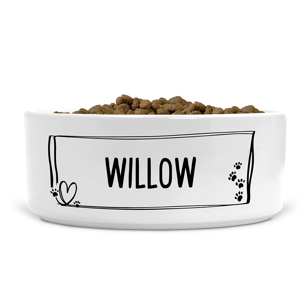 Personalised Elegant Minimalist Dog Paw Ceramic Pet Bowl - Suitable for Food and Water - Dishwasher Proof - Large Bowl