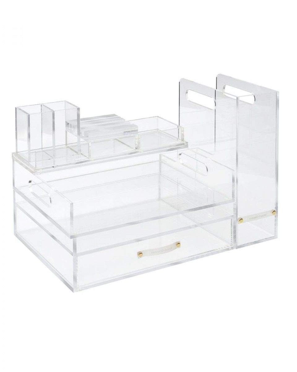 RUSSELL+HAZEL Acrylic Signature Solution Set, Clear and Gold-Toned Hardware, 16" x 13" x 9