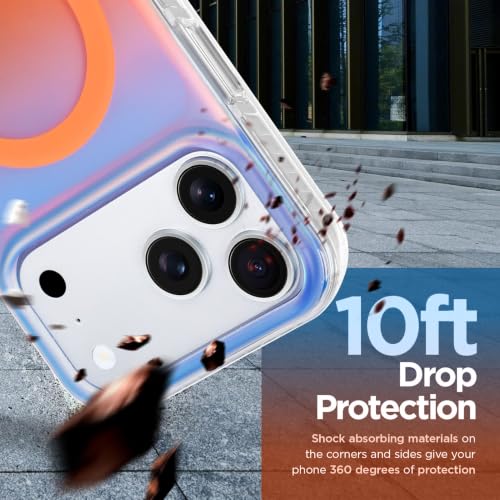 Image of Magnetic Case for iPhone 17 Pro Max [Compatible with Magsafe] | [Anti-Yellowing] [1 Screen Protector] Cute Fashion Iridescent Case for iPhone 17 Pro Max 6.9 inch 2025, Blue Orange