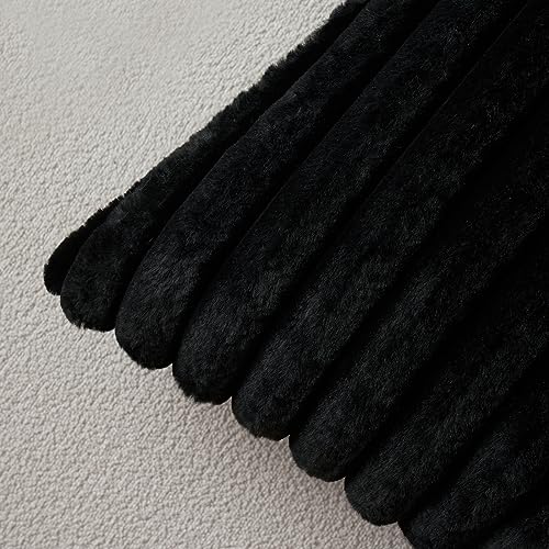 MIULEE Set of 2 Plush Velvet Cushion Covers Soft Modern Faux Fur Pillow Case Comfortable Smooth Washable Home Decorative Pillow Covers for Living Room Bedroom Sofa 50 x 50cm 20 x 20 Inch Black - Image 2