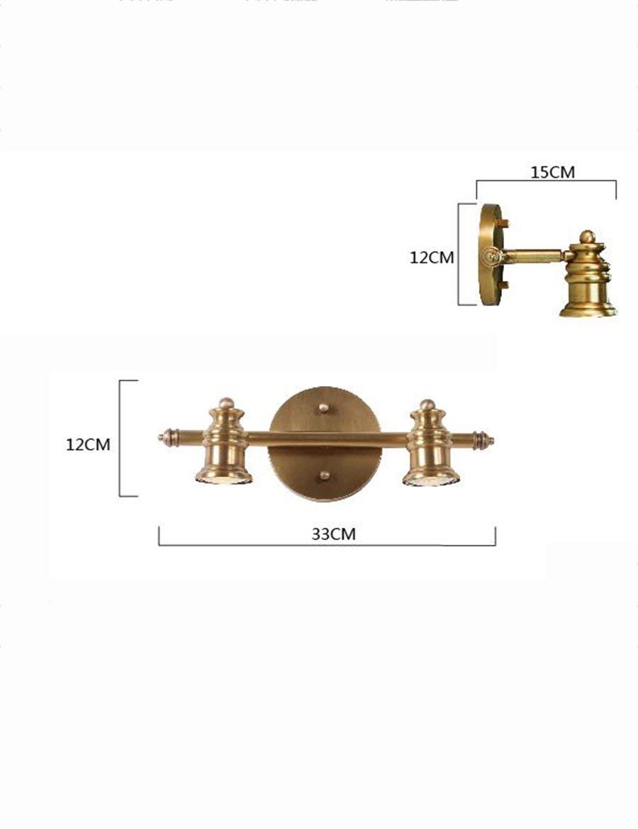 MU Inicio Baño Espejo Faros Led Todo Bronce Simple Impermeable Espejo Luz Delantera Espejo de baño Bombilla Delantera incluida, Espejo Faro