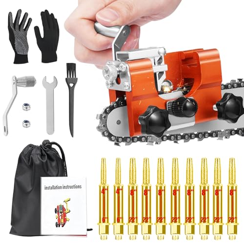 Chainsaw Sharpener Kit with 10 Bits & Gloves
