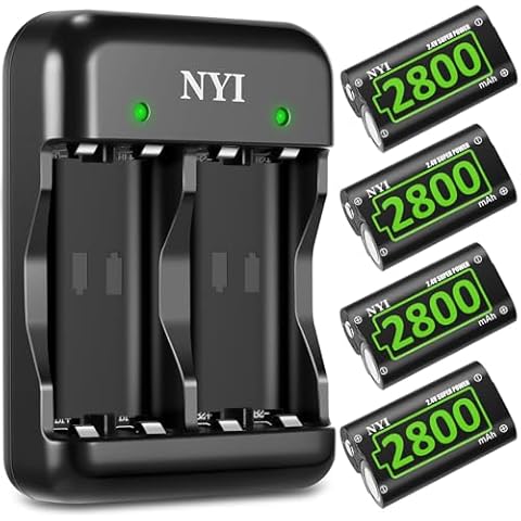 6720mWh Rechargeable Battery for Xbox Series S/Xbox Series X/Xbox One S/Xbox One X/Xbox One Elite, NYI 4X High Power NI-MH Batteries Kit with Fast Charging Charger Cover