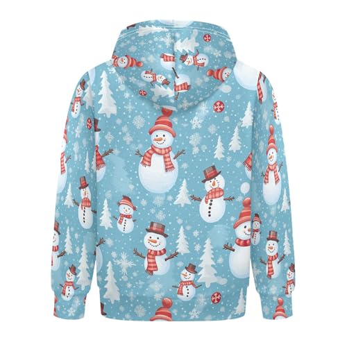 Kids Hoodies Sweaters Christmas Xmas Snowman Hooded Sweatshirts with Big Pockets for Boys Girls B04000732