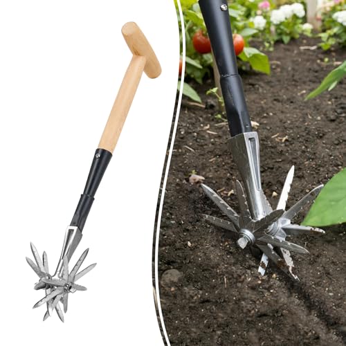 Colwelt Manual Rotary Cultivator, Single-Tine Aluminum Cultivators for Gardening, Garden