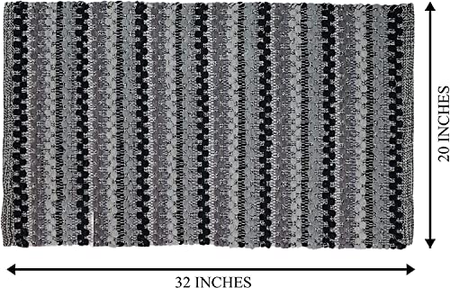 Image of THE HOME TALK Handmade Cotton Door Mat | Water-Absorbent | for Bathroom, Entrance Door, Kitchen, Entry Gate, Living Room | Machine Washable | Anti-Skid | 20 x 32 Inch | Grey