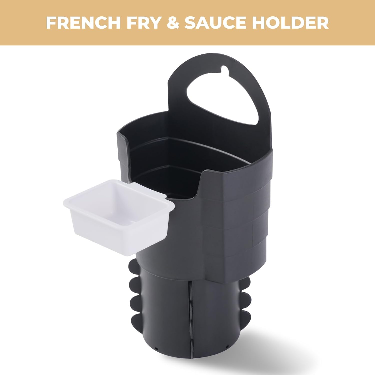 Non-slip French Fry Holder with Sauce Holder Set for Car, Funny Useful White Elephant Gift Idea for Adults, Stocking Stuffers for Men and Women