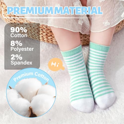 Image of ANTSANG Baby Girls Toddlers Grips Socks, Kids Unicorn Crew Cotton Socks