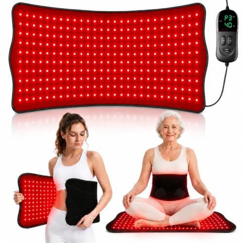 CAREMORR 33'' x 14'' Red Light Therapy Mat for Body, Large Near Infrared Light Therapy Pad with 320 LEDs for Pain Relief, 660nm & 850nm Home Red Light Therapy Blanket for Back Belly Knee Joints Muscle