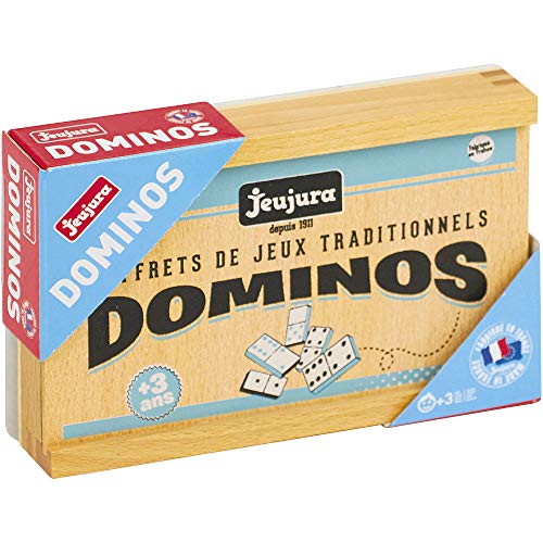 51VlBJROEML Jeujura - 8142- Jeux de Société-Jeu de Dominos en Bois - Coffret en Bois