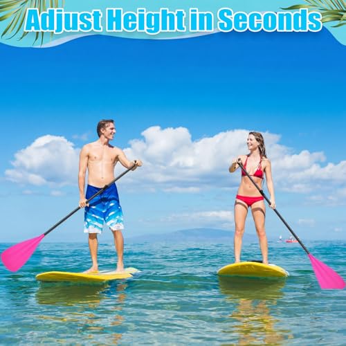 Image of Hollowfly 4 Set of 3 Pieces SUP Paddle Board Paddle Adjustable Paddleboard Lightweight Stand up Oar Aluminum Alloy Floating Replacement Oar Adjustable Aluminum Alloy Shaft for Surfing