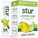 Stur Electrolytes Powder Hydration Packets | Lemon Lime | Sugar Free Water Flavor Packets for Workou