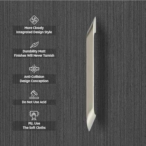 Image of LAPO 10 Piece Cabinet Drawer Handles for Kitchen, 6.5 Inch Wardrobe Handle, Pull Handles for Pooja Mandir, Cupboard, Almirah (160mm, Satin Matt Finish, 3 Years Warranty) Twist