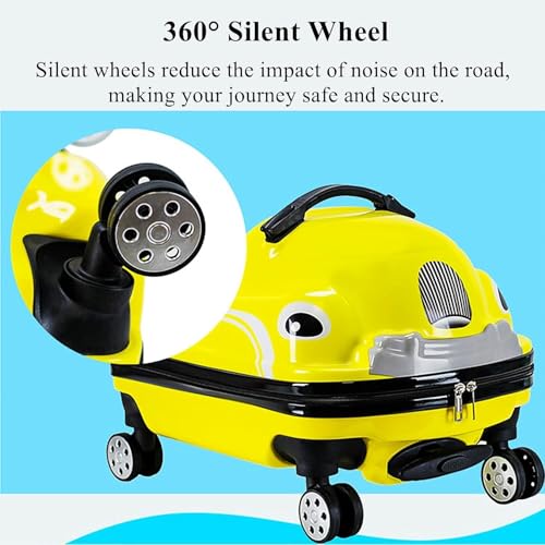 Ride-On Suitcase for Kids, 20" Kid Luggage w/Spinner Wheels, Trolley Case Sit on Rolling Carry on Luggage for Girls Boys Travel(Red)3