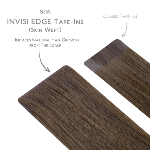Image of WENNALIFE Invisi Edge Tape in Hair Extensions Human Hair,#5,24 Inch