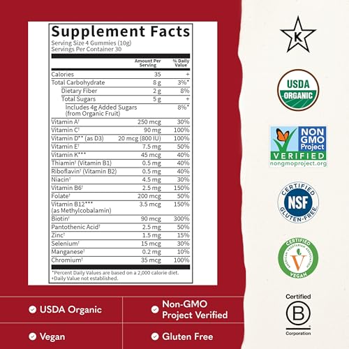 Image of Garden of Life Organics Kids Multivitamins Gummies, Fruit Flavor, 120 Count (Pack of 6)