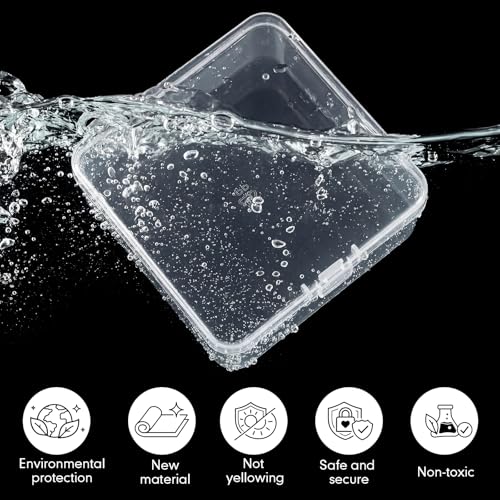Image of SATINIOR 300 Packs Clear Small Plastic Containers 3.35 X 3.35 X 1.1 Inches Transparent Storage Box with Hinged Lid in Bulk for Jewelry Hardware Crafts Small Items