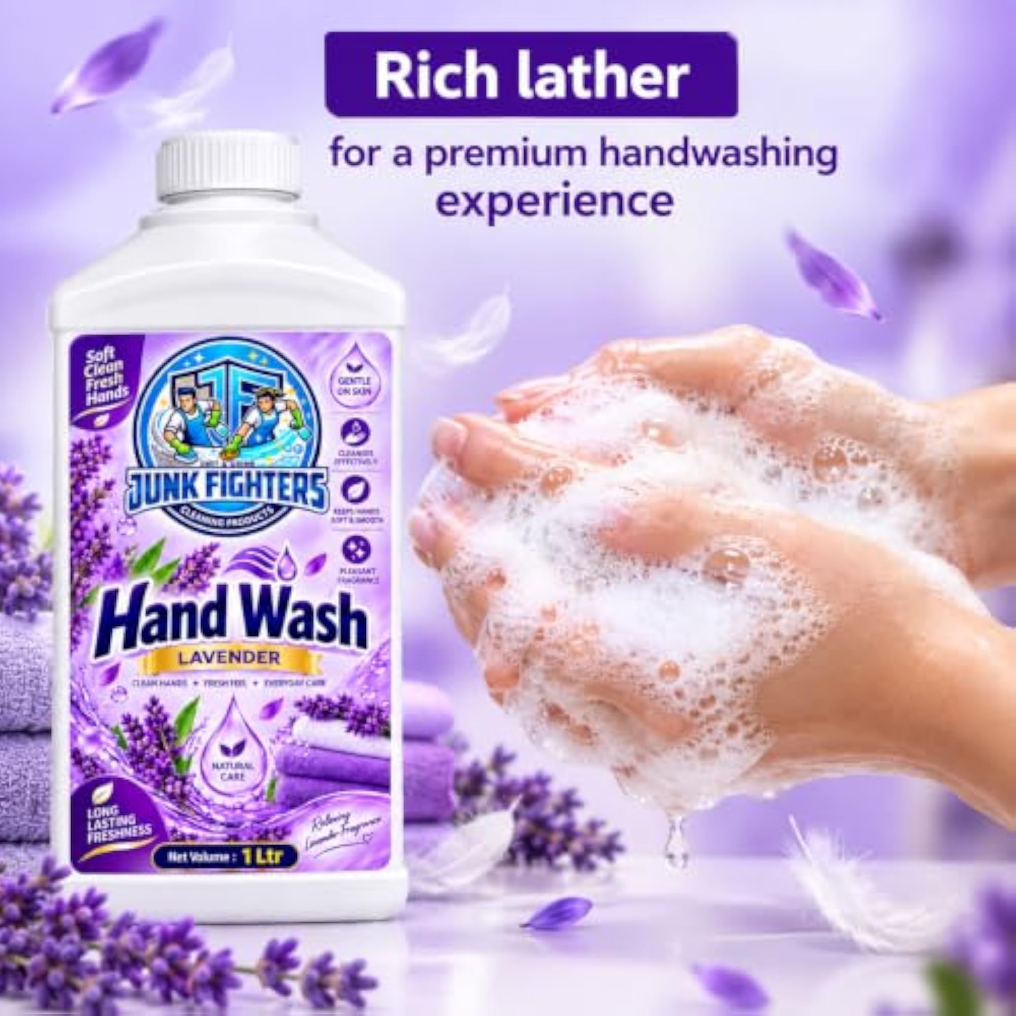 JUNK FIGHTERS Lavender Hand Wash, Gentle Cleansing