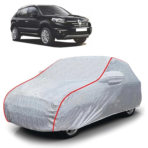 Image of Sulfar 100% Waterproof Car Body Cover Compatible with Mirror for Renault Koleos (Triple Stitched, Full Bottom Elastic, Magic Silver with Red Piping)