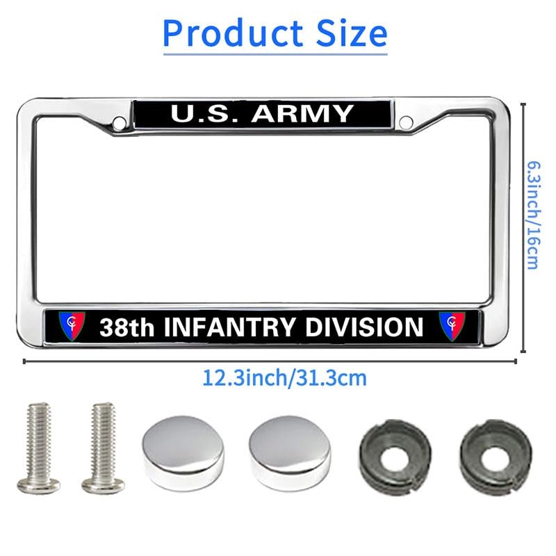 Image of US Army 38th Infantry Division License Plate Frame, Metal Auto Tag Holder | Celebrate military history with this durable metal 38th Infantry Division license plate frame, weather-resistant.