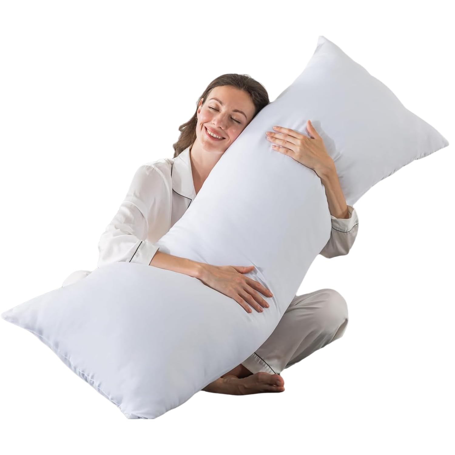 Bedding Home White Maternity Bolster Pillow 4Ft | Full Body Pregnancy & Arthritis Support | Cuddly Support Pillow | Polycotton Outer Cover Large