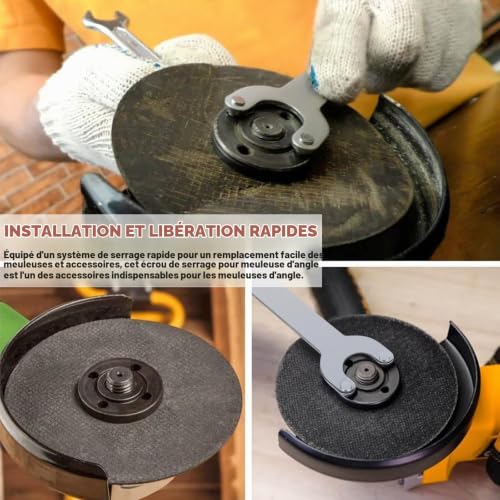 Grinder Bride Clé à Angle, Clé à Meuleuse pour Disqueuse, Rechange pour Meuleuse d'Angle Accessoire, Écrous à Bride Compatible avec Milwaukee Ma-kita 193465-4 Bo-sch Black & Decker Ryobi 4.5"5" 5/8-11 – vue 6