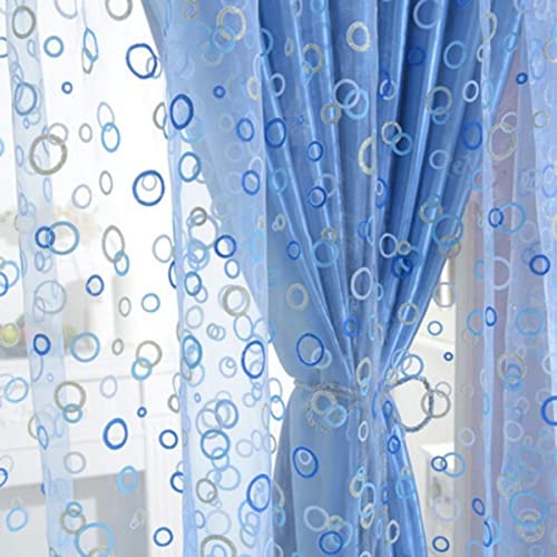 BHADANI Luxe Jacquard Voilages pour Salon Chambre Organza Voile Rideaux Hôtel Décoration Bleu Jaune Violet Voilages-Bleu,États-Unis