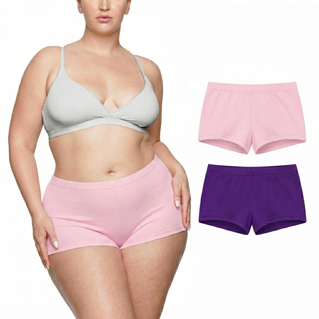 Women's Boy Shorts Panties with Soft Waistband Polka Dot Combed Cotton Elastane Stretch Innerwear High Coverage Underwear Ladies Briefs-image-17