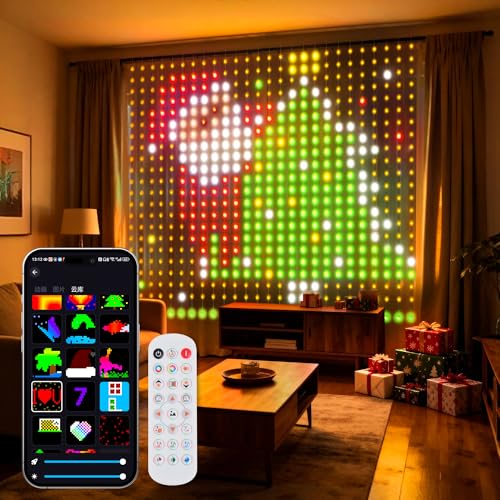 Smart LED Curtain Lights, RGB+IC Color Changing Holiday Wall Lights, 3.3x3.3ft 400 LEDs, Indoor Dynamic DIY String Lights, APP Remote Control, for Bedroom, Living Room, Window Decor, Party, Wedding
