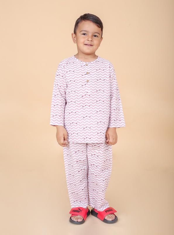 Image of Boys Cotton Night Suit | Jaipur Handblock Print Pajama Set for Kids | Boys Sleepwear | Kids Pajama Set | Baby & Toddler Sleep Suit | Combo Pack of 2