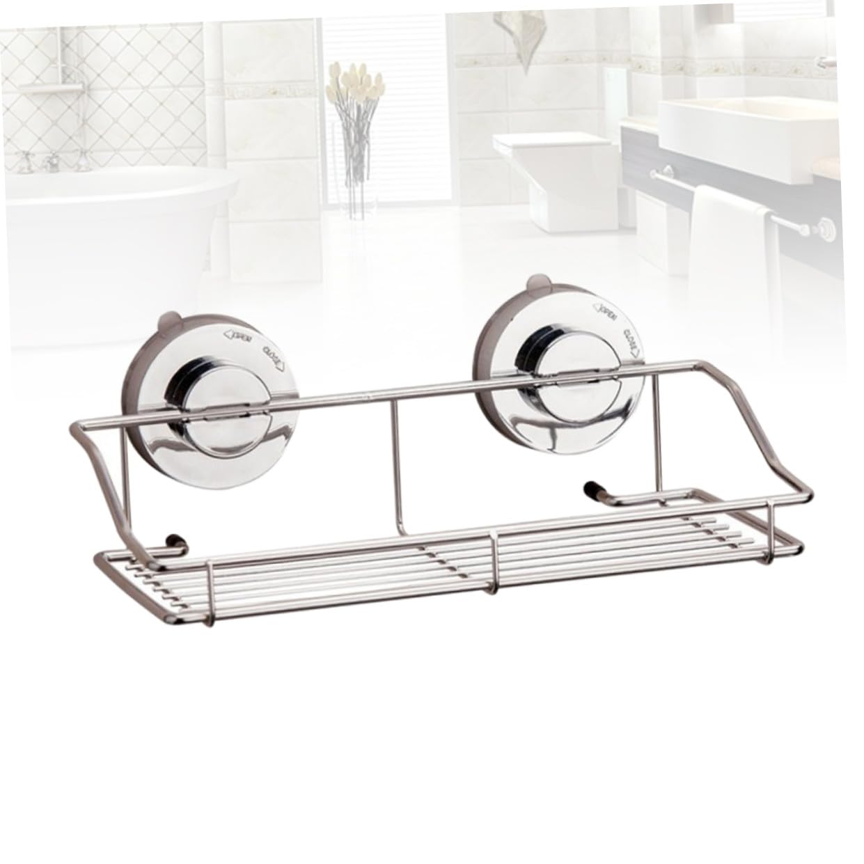 ABOOFAN Cestino Portaoggetti in Metallo Argento Super Ventosa senza Fori Organizer per Cucina e Moderno