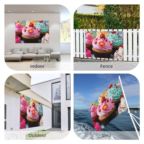 Drapeau de cupcake double face grand format décoration murale intérieur extérieur