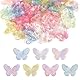 70stk Schmetterling Resin, Mini Schmetterlinge Bunt Kleine Schmetterlingsfiguren Mikro-Schmetterlinge aus Kunstharz zur Dekoration für Puppenhaus Traumgarten Miniaturlandschaft (Sieben Farben)