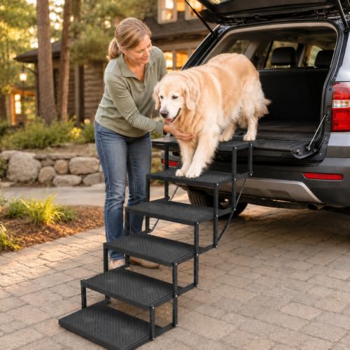 6 Steps Foldable Dog Stairs for Truck