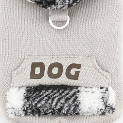 Zunea Hunde-Sweatshirt, Kapuzenjacke für kleine Hunde, Kapuzenmantel mit Leinen-Ring, weich, warm, für Herbst und Winter, Welpenkleidung mit Tasche, kaltes Wetter, Chihuahua-Bekleidung, Grau, Größe XS