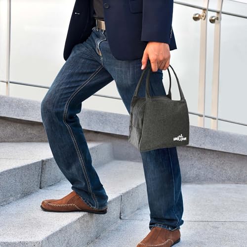 Image of MILTON Fancy Lunch Bag I Design Tiffin Bag for Office for Men, Women I Eco Friendly, Spacious, Durable I 2.44 L I Black