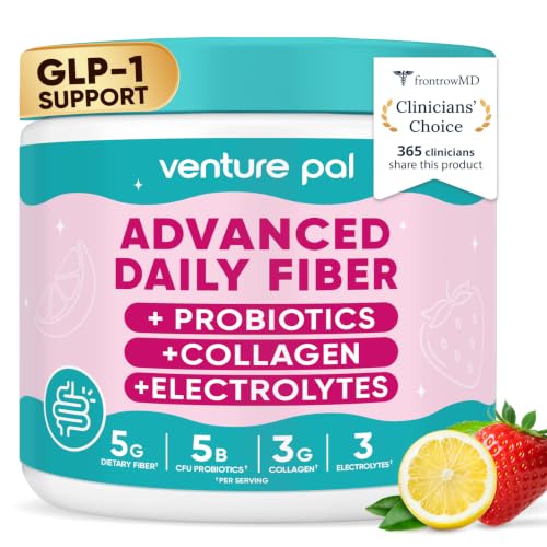 6-in-1 Daily Prebiotic Fiber Powder for Gut & Digestive Health, GLP-1 Friendly, Sugar Free Fiber Supplement Powder with Probiotics, Collagen Peptides & Electrolytes - For Women & Men - 7.8 OZ